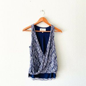 Rory Beca 100% Silk Sleeveless Vneck Wrap Blouse S